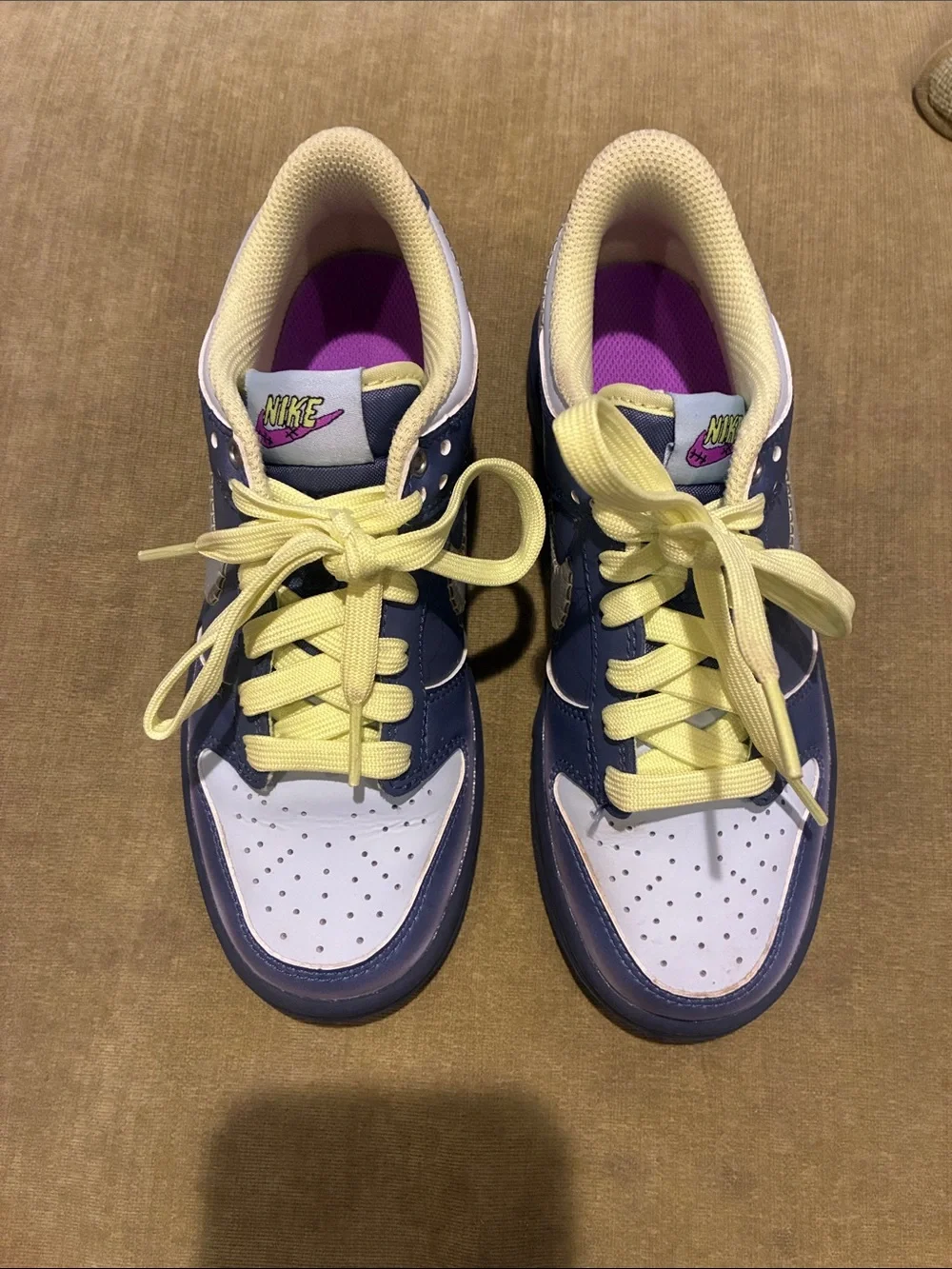 Nike Dink Low Kids Navy, White & Yellow Low-Top Sneakers with Purple Inners